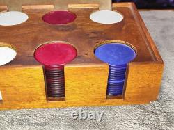 43mm Burl Briarwood Poker Set Made in Italy Unused Acrylic chips 18mm dice