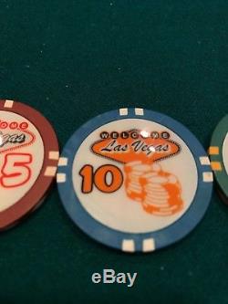 450 Welcome Las Vegas Poker Chips Set Clay Composite 9 Grams