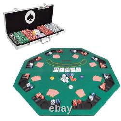 48-inch poker table and 500 chip set, collapsible top with space