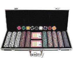 500 14 gr Clay Tri-Color Poker Chips Custom Set withCase