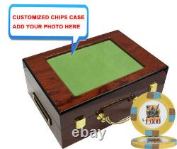 500 14g Knights Poker Chips Set High Gloss Personalized Wood Case