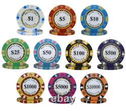 500 14g Monte Carlo Poker Club Chips Set Black Wood Case