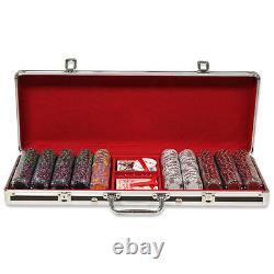 500 Ace King Suited 14g Clay Poker Chips Set with Black Aluminum Case Pick Chips