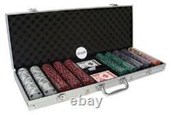 500 Ace King Suited Poker Chips Set with Aluminum Case Pick Colors