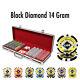 500 Black Diamond 14g Clay Poker Chips Set with Black Aluminum Case Pick Chips