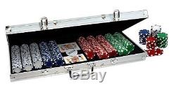 500 Chips Poker Dice Chip Set Aluminum Case Texas Hold Em New Clay W Casino Hold