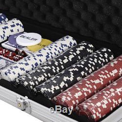 500 Chips Poker Dice Chip Set Texas Hold'em Cards with Aluminum Case New
