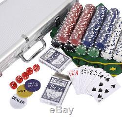 500 Chips Poker Dice Chip Set Texas Hold'em Cards with Aluminum Case New