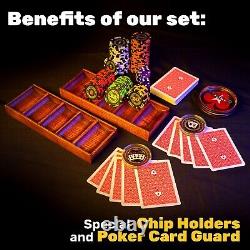 500 Chips Poker Set with Case Professional Chips Plus 5 Poker Dice Texas Holdem