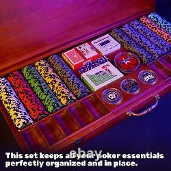 500 Chips Poker Set with Case Professional Chips Plus 5 Poker Dice Texas Holdem