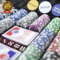 500 Clay Composite Poker Chips Set with Aluminum Case Two Decks of Playing