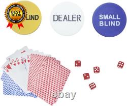 500 Clay Composite Poker Chips Set with Aluminum Case Two Decks of Playing