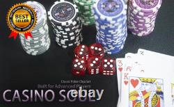 500 Clay Composite Poker Chips Set with Aluminum Case Two Decks of Playing