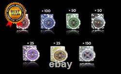 500 Clay Composite Poker Chips Set with Aluminum Case Two Decks of Playing