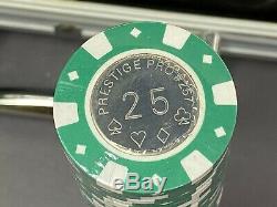 500 Coin Inlay Prestige Pro Professional Clay Poker Chips Set Aluminum Case NEW