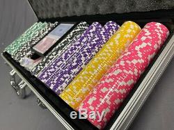 500 Coin Inlay Prestige Pro Professional Clay Poker Chips Set Aluminum Case NEW