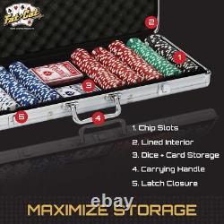 500-Count 11.5g Texas Hold'em Poker Chip Set in Lockable Aluminum Case