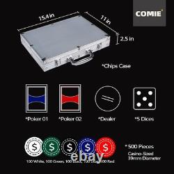 500-Count Casino Quality Poker Chip Set with Aluminum Case for Game Nights