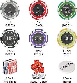 500 Count Eclipse Poker Chip Set Padded Aluminum Case Heavyweight 14 Gram Ch