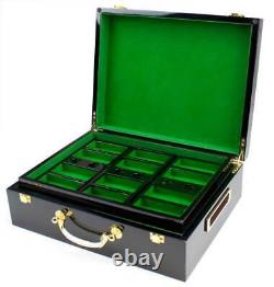 500 Count Hi-Gloss Wooden Poker Chips Set Storage Case New