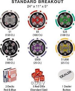 500 Count The Ultimate Poker Set 14 Gram Clay Composite Chips with Aluminum and