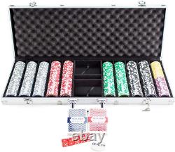 500 Count the Ultimate Poker Set 14 Gram Clay Composite Chips with Aluminum Ca