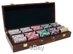 500 Ct Ace Casino 14g Casino Grade Poker Chips Cards Set in Walnut Wooden Case