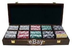 500 Ct Ace Casino 14g Casino Grade Poker Chips Cards Set in Walnut Wooden Case