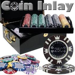 500 Ct Mahogany Set Custom Pack Coin Inlay 15 Gram Chips