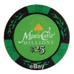 500 Ct Monte Carlo Millions Clay Poker Chip Set with Aluminum Case