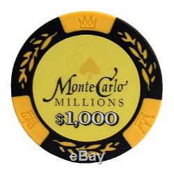 500 Ct Monte Carlo Millions Clay Poker Chip Set with Aluminum Case