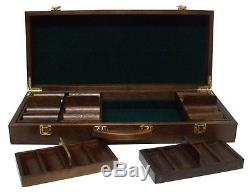 500 Ct Ultimate 14g Casino Poker Chips Cards Set in Walnut Wooden Case