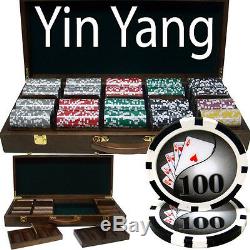 500 Ct Yin Yang 13.5g Casino Poker Chips Cards Set in Walnut Wooden Case