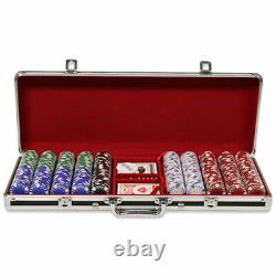 500 Diamond Suited 12.5g Clay Poker Chips Set Black Aluminum Case Pick Chips