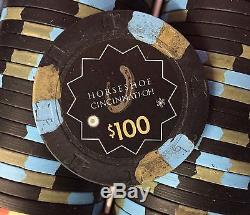 500 Horseshoe Cincinnati Casino Chips PAULSON Clay TOP HAT CANE Cash Set