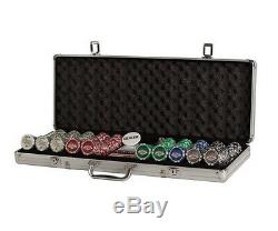 500 PC 11.5g Chips Las Vegas Poker Set 2 Deck Of Cards 5 Dice Dealer Button New