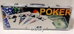 500 PC Poker High-Quality Set 1 Deck Cards 5 Dice Dealer Button Clear Red W Bage