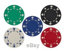 500 PC Poker Set 11.5g Chips 2 Decks 5 Dice Dealer Button Black Aluminum Case