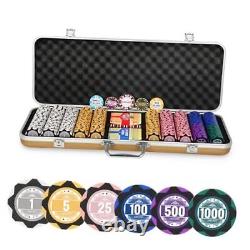 500 PCS Poker Set with 14 Gram Numbered Clay Chips, Texas 500PCS Chips Golden