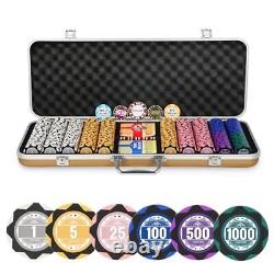 500 PCS Poker Set with 14 Gram Numbered Clay Chips, Texas 500PCS Chips Golden