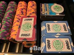 500 Paulson poker chip, 22 plaque Casino De Isthmus set wooden case w' key +more