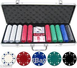 500 Piece 11.5 gram Suited Complete Clay Poker Chip Set With Free Case