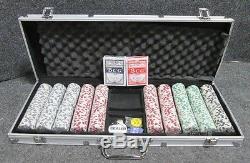 500 Piece 4 Aces Poker Chip Set In Aluminum Case New