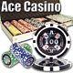 500 Piece Ace Casino 14 Gram Clay Poker Chip Set with Aluminum Case (Custom) New