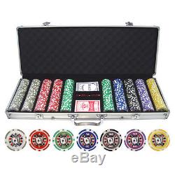 500 Piece Big Slick 11.5g Poker Chip Set Game Gamble Heavy Clay Dice Cards Play