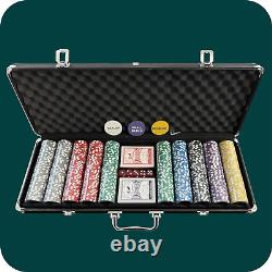 500 Piece Brybelly Ultimate Poker Chip Set 14 Gram Clay with Numbers and Heavy