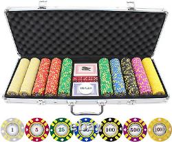 500 Piece Stripe Suited V2 Clay Poker Chips Set