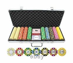 500 Piece Stripe Suited V2 Clay Poker Chips Set