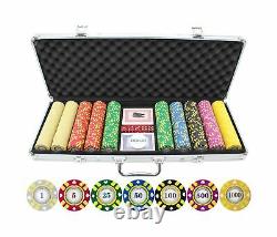 500 Piece Stripe Suited V2 Clay Poker Chips Set