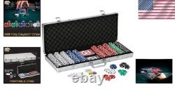 500-Piece Texas Hold'em Poker Chip Set in Aluminum Case